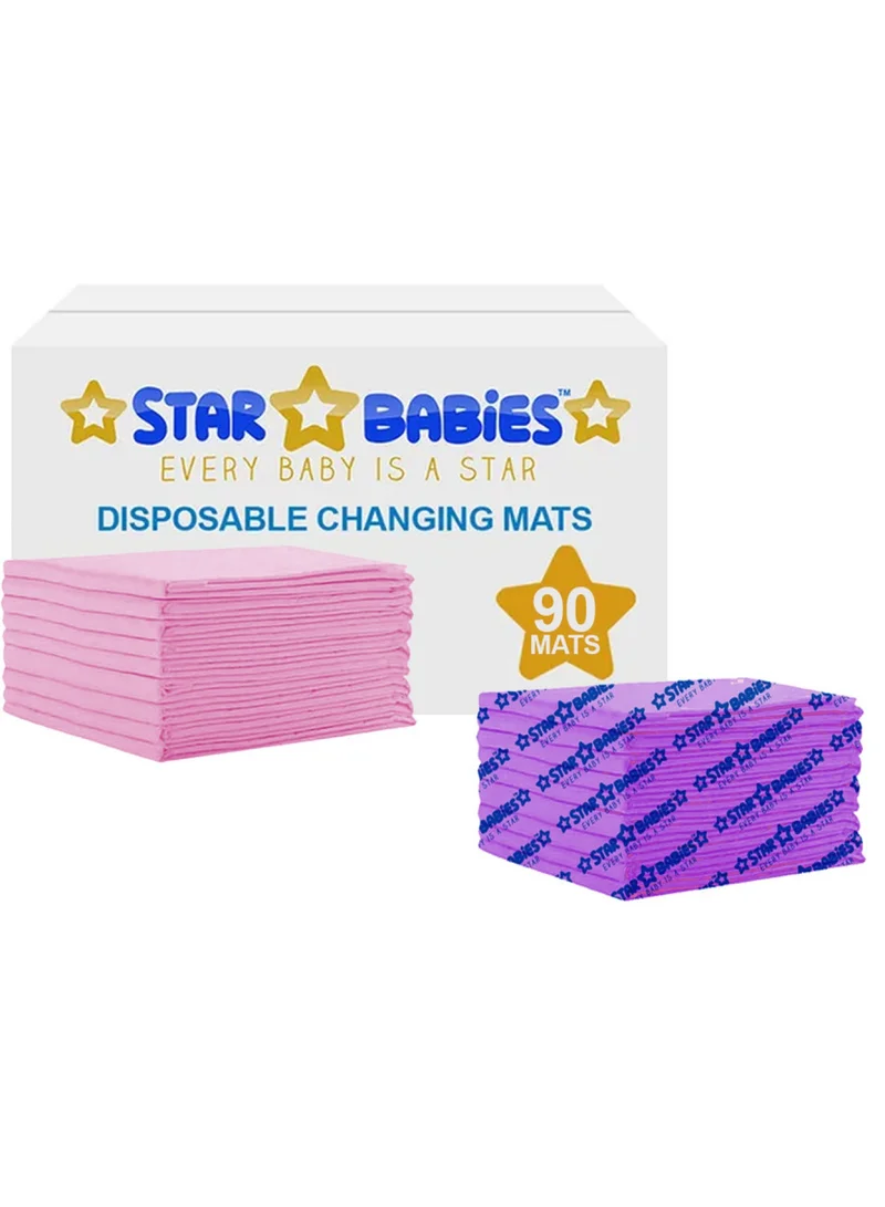 STAR BABiES Disposable Changing Mats Large 45 X 60Cm Pack Of 90 Pink